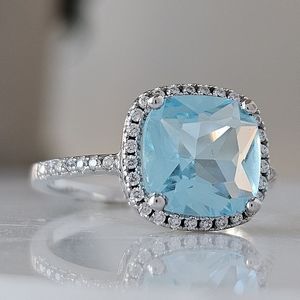Blue Topaz Ring, 925 Sterling Silver Charmed Aroma
